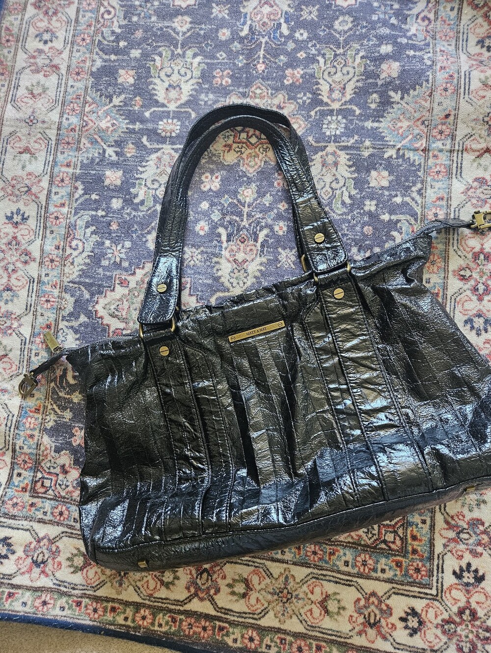 Vintage Matt & Nat Crinkled Black Shoulder Bag. Y2K